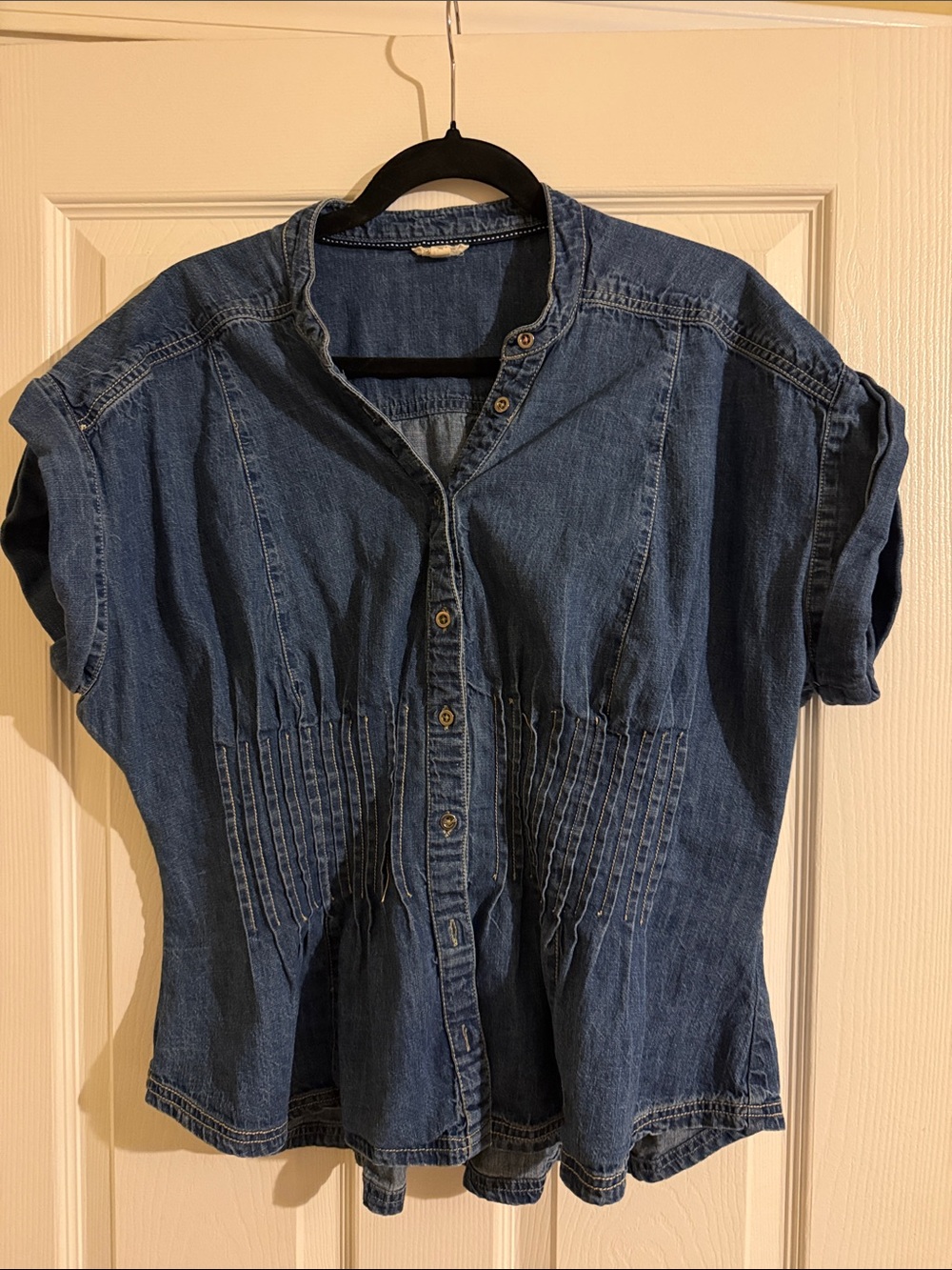 Pilcro Dark Blue Denim Button-Down Shirt
